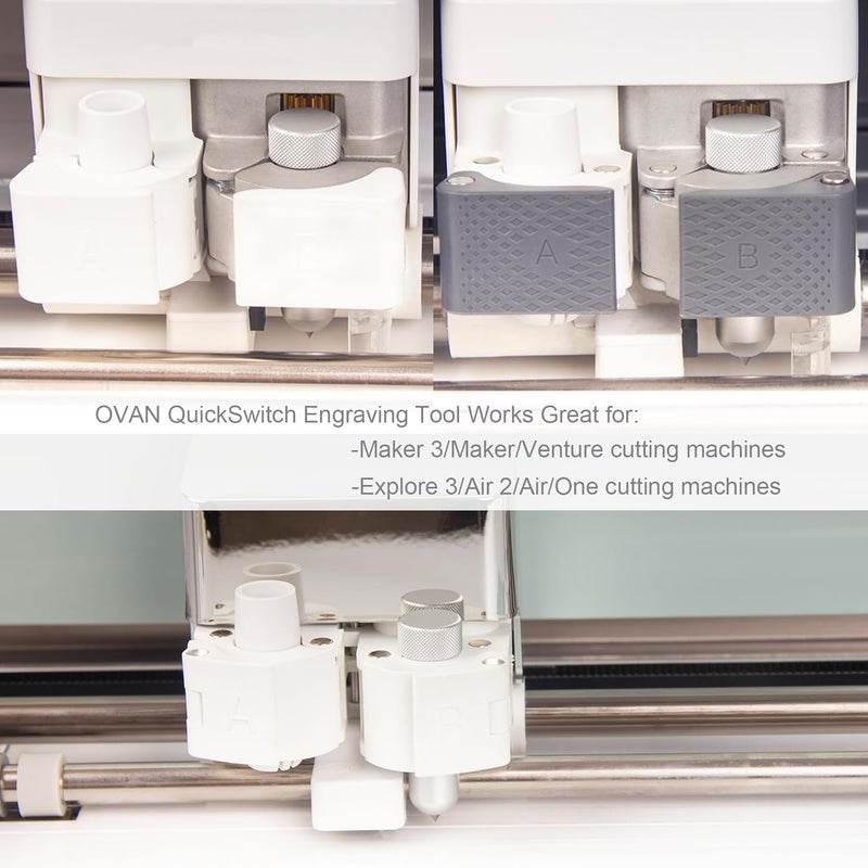 OVAN Engraving Tip + Scoring Tip + Fine Debossing Tip + QuickSwitch Housing for Cricut Maker 3/Maker/Venture/Explore 3/Air 2/Air, 3-in-1 Tool Set for Cricut Engrave/Score/Deboss Designs on Materials - Image 3